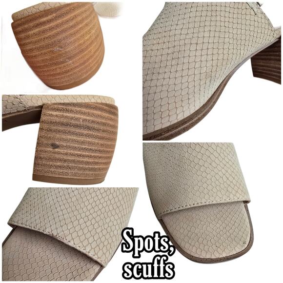 Block Heel Slingback Mule Lucky Brand Jaila Size 9 Sandals Beige Leather Reptile - Picture 8 of 12